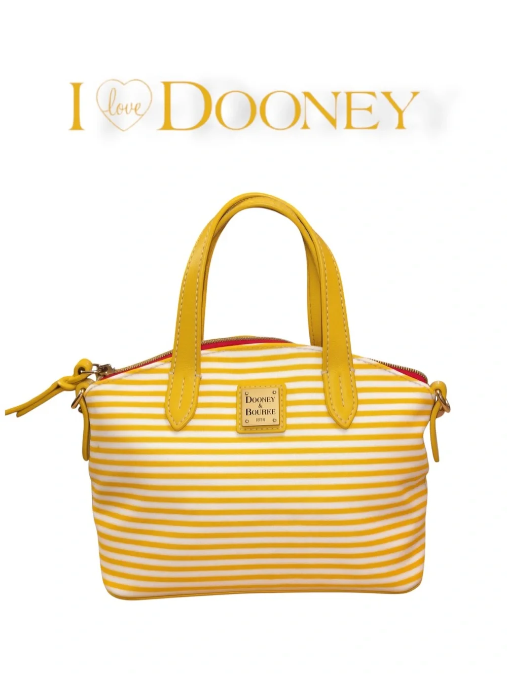 Dooney & Bourke Yellow/White Striped Sullivan Bitsy Satchel - Like New!